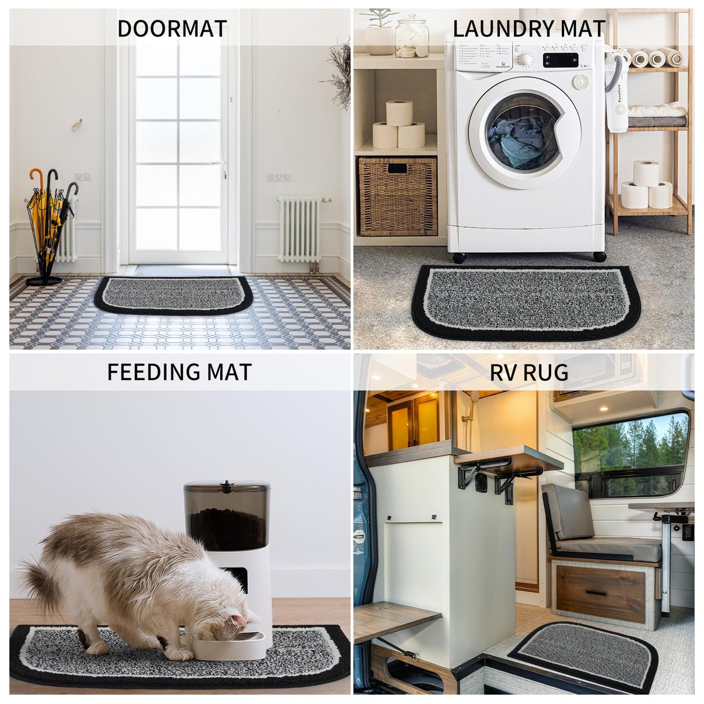 PADOOR Kitchen - Mats for Floor 100% Polypropylene Kitchen Rugs Non Slip Washable, Durable Dirt Resist Half Circle Rug TPR Backed Kitchen Floor Mat, 18"x28", Beige - 7DAY'S