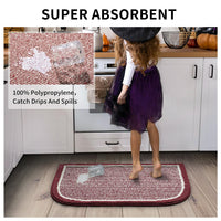 PADOOR Kitchen - Mats for Floor 100% Polypropylene Kitchen Rugs Non Slip Washable, Durable Dirt Resist Half Circle Rug TPR Backed Kitchen Floor Mat, 18"x28", Beige - 7DAY'S