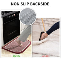 PADOOR Kitchen - Mats for Floor 100% Polypropylene Kitchen Rugs Non Slip Washable, Durable Dirt Resist Half Circle Rug TPR Backed Kitchen Floor Mat, 18"x28", Beige - 7DAY'S