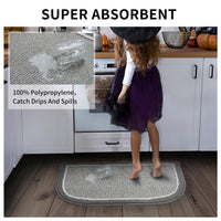 PADOOR Kitchen - Mats for Floor 100% Polypropylene Kitchen Rugs Non Slip Washable, Durable Dirt Resist Half Circle Rug TPR Backed Kitchen Floor Mat, 18"x28", Beige - 7DAY'S