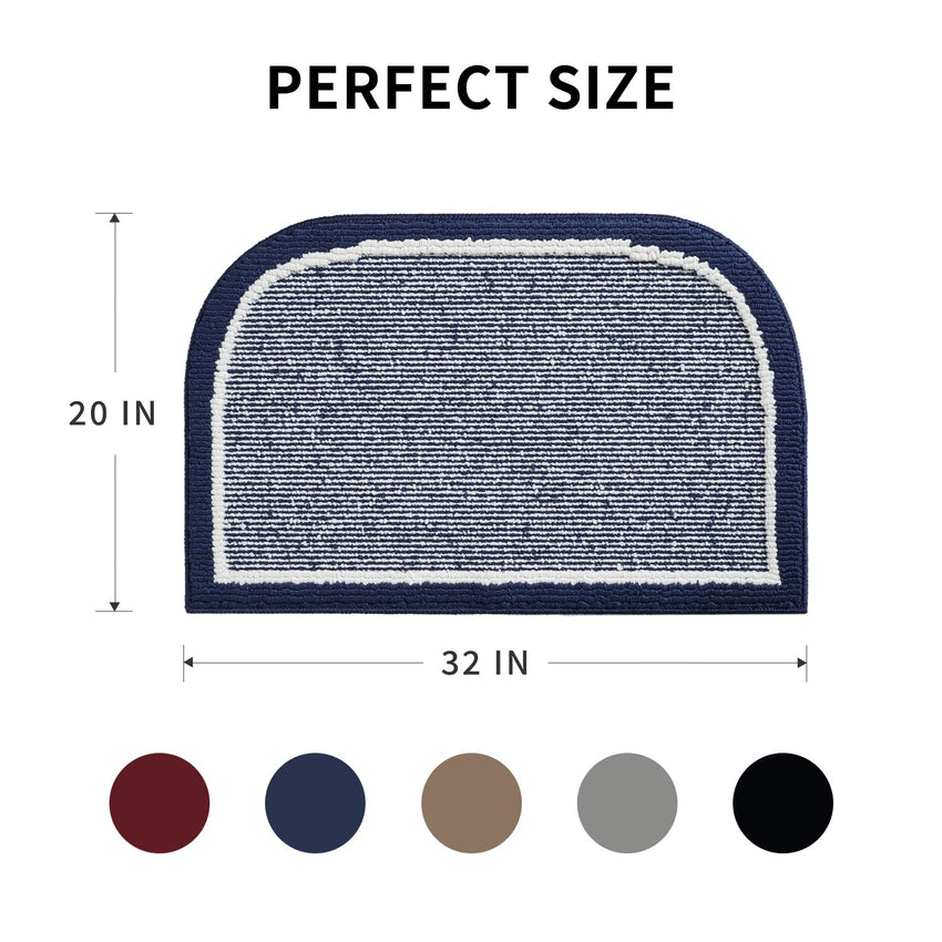 PADOOR Kitchen - Mats for Floor 100% Polypropylene Kitchen Rugs Non Slip Washable, Durable Dirt Resist Half Circle Rug TPR Backed Kitchen Floor Mat, 18"x28", Beige - 7DAY'S
