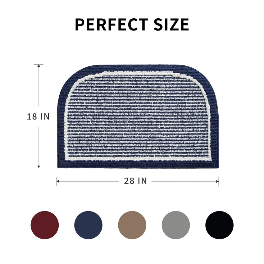 PADOOR Kitchen - Mats for Floor 100% Polypropylene Kitchen Rugs Non Slip Washable, Durable Dirt Resist Half Circle Rug TPR Backed Kitchen Floor Mat, 18"x28", Beige - 7DAY'S