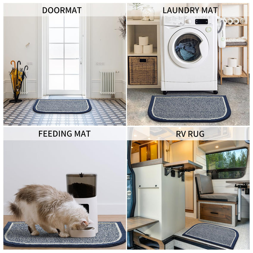PADOOR Kitchen - Mats for Floor 100% Polypropylene Kitchen Rugs Non Slip Washable, Durable Dirt Resist Half Circle Rug TPR Backed Kitchen Floor Mat, 18"x28", Beige - 7DAY'S