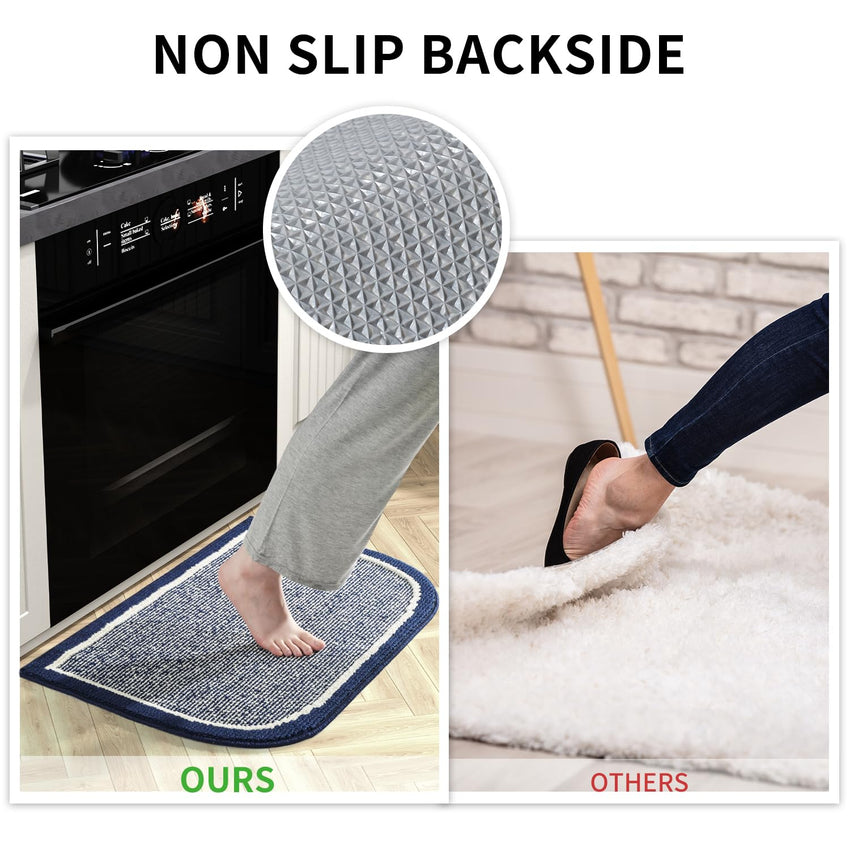 PADOOR Kitchen - Mats for Floor 100% Polypropylene Kitchen Rugs Non Slip Washable, Durable Dirt Resist Half Circle Rug TPR Backed Kitchen Floor Mat, 18"x28", Beige - 7DAY'S