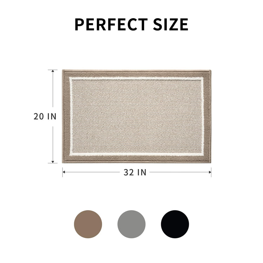 PADOOR Kitchen - Mats for Floor 100% Polypropylene Kitchen Rugs Non Slip Washable, Durable Dirt Resist TPR Backed Kitchen Floor Mat, 20"x32", Beige - 7DAY'S