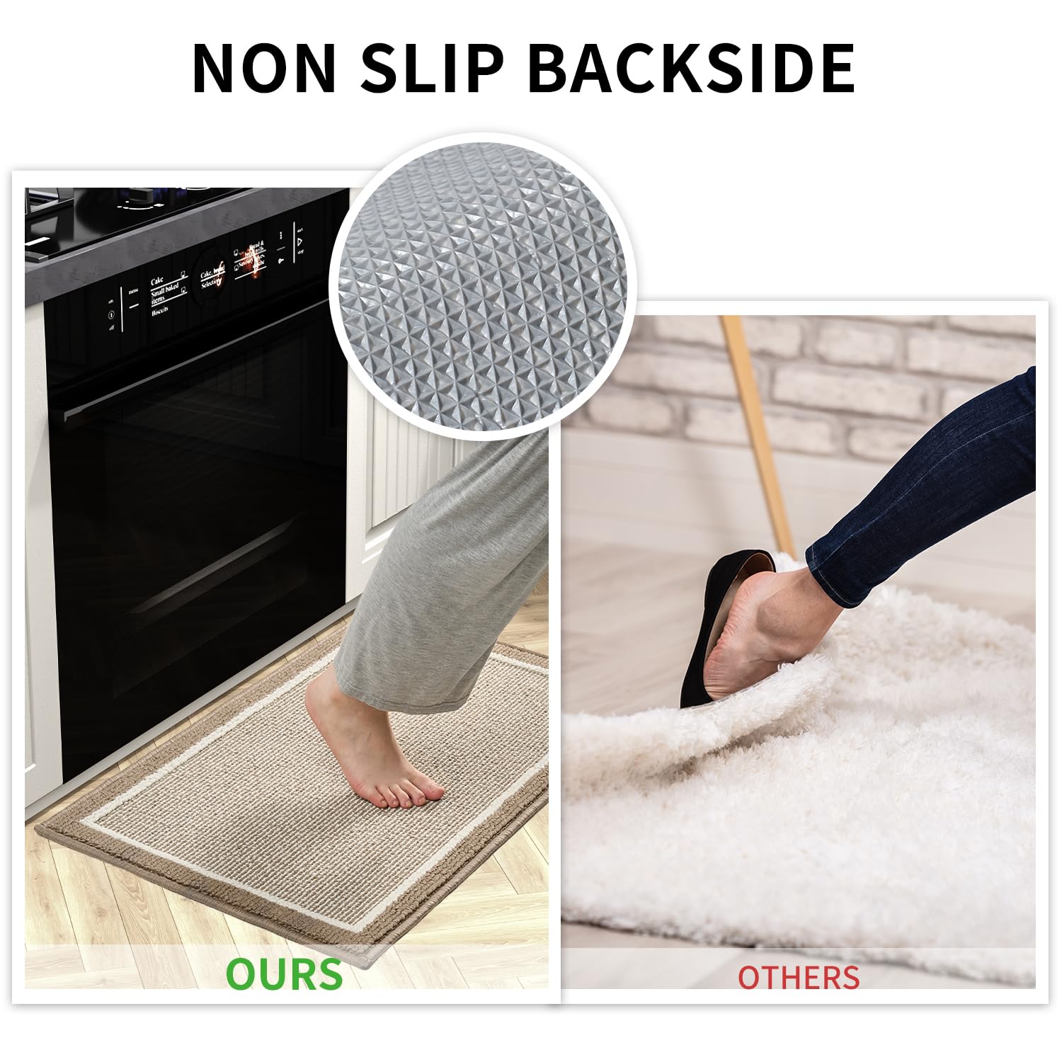 PADOOR Kitchen - Mats for Floor 100% Polypropylene Kitchen Rugs Non Slip Washable, Durable Dirt Resist TPR Backed Kitchen Floor Mat, 20"x32", Beige - 7DAY'S