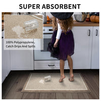 PADOOR Kitchen - Mats for Floor 100% Polypropylene Kitchen Rugs Non Slip Washable, Durable Dirt Resist TPR Backed Kitchen Floor Mat, 20"x32", Beige - 7DAY'S