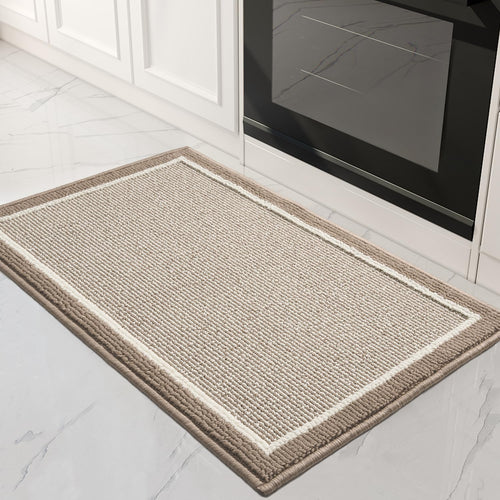 PADOOR Kitchen-Mats for Floor 100% Polypropylene Kitchen Rugs Non Slip Washable, Durable Dirt Resist TPR Backed Kitchen Floor Mat, 20"x32", Beige