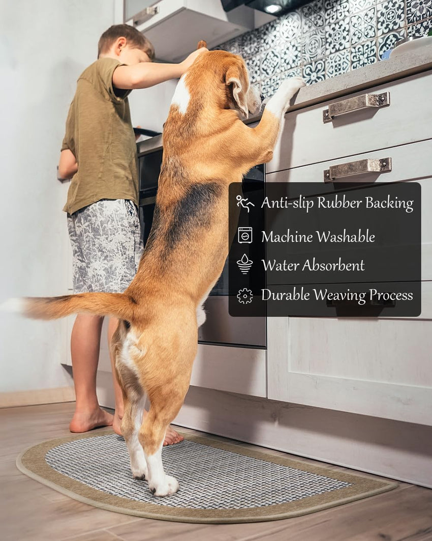 PADOOR Kitchen Mats for Floor, Kitchen Rugs Non Slip Washable, Rubber Backed Kitchen Runner Super Absorbent Kitchen Floor Mat Sink Rug, 20”x47” Grey - 7DAY'S