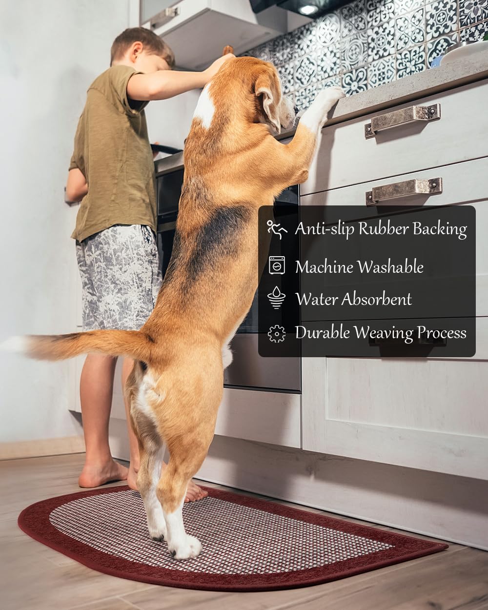 PADOOR Kitchen Mats for Floor, Kitchen Rugs Non Slip Washable, Rubber Backed Kitchen Runner Super Absorbent Kitchen Floor Mat Sink Rug, 20”x47” Grey - 7DAY'S