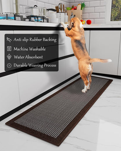 PADOOR Kitchen Mats for Floor, Kitchen Rugs Non Slip Washable, Rubber Backed Kitchen Runner Super Absorbent Kitchen Floor Mat Sink Rug, 20”x47” Grey - 7DAY'S