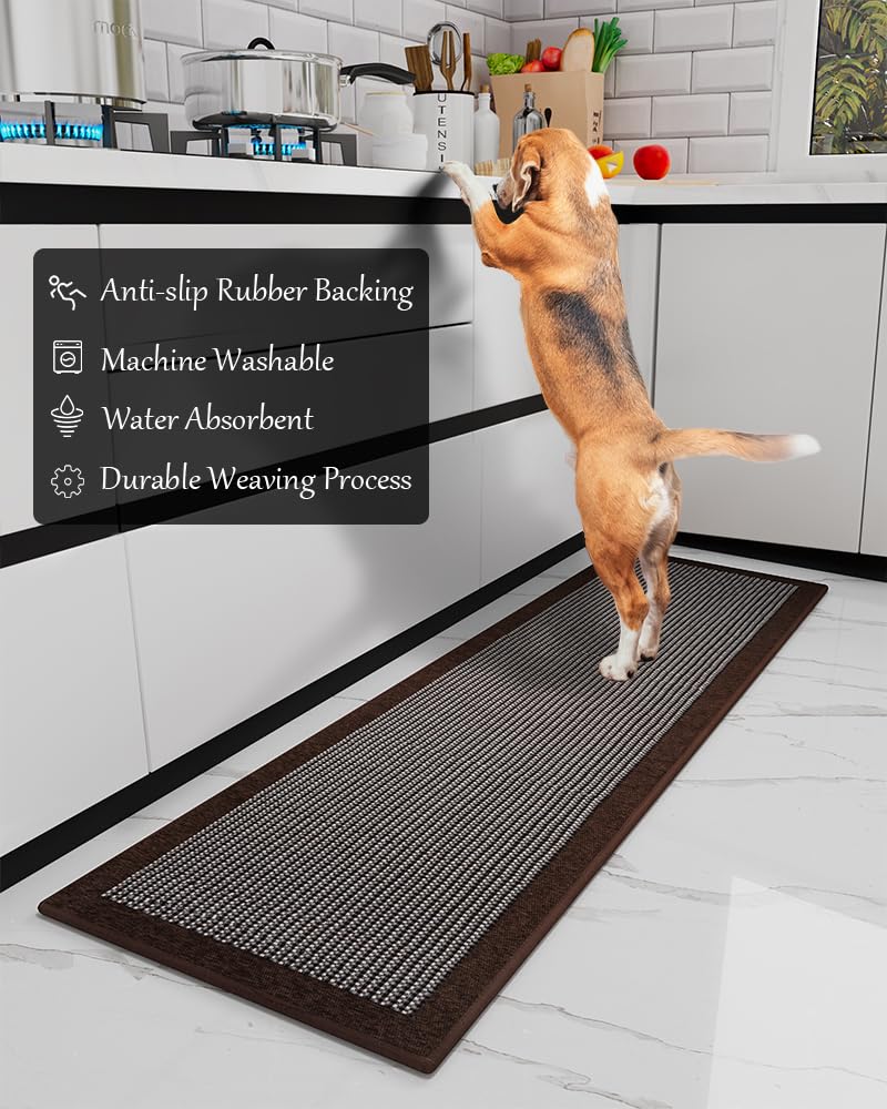 PADOOR Kitchen Mats for Floor, Kitchen Rugs Non Slip Washable, Rubber Backed Kitchen Runner Super Absorbent Kitchen Floor Mat Sink Rug, 20”x47” Grey - 7DAY'S