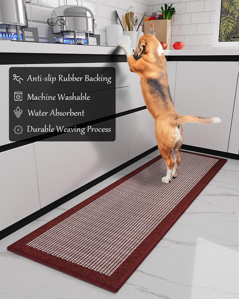 PADOOR Kitchen Mats for Floor, Kitchen Rugs Non Slip Washable, Rubber Backed Kitchen Runner Super Absorbent Kitchen Floor Mat Sink Rug, 20”x47” Grey - 7DAY'S