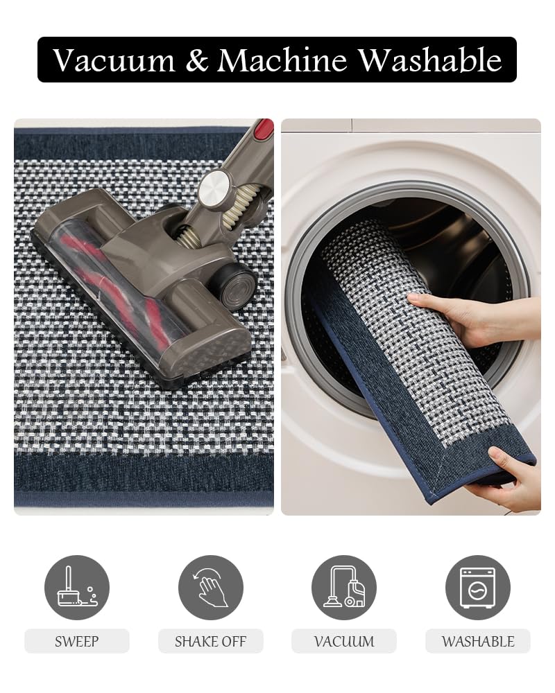 PADOOR Kitchen Mats for Floor, Kitchen Rugs Non Slip Washable, Rubber Backed Kitchen Runner Super Absorbent Kitchen Floor Mat Sink Rug, 20”x47” Grey - 7DAY'S