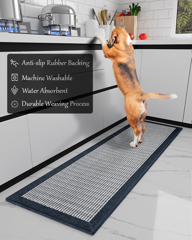 PADOOR Kitchen Mats for Floor, Kitchen Rugs Non Slip Washable, Rubber Backed Kitchen Runner Super Absorbent Kitchen Floor Mat Sink Rug, 20”x47” Grey - 7DAY'S
