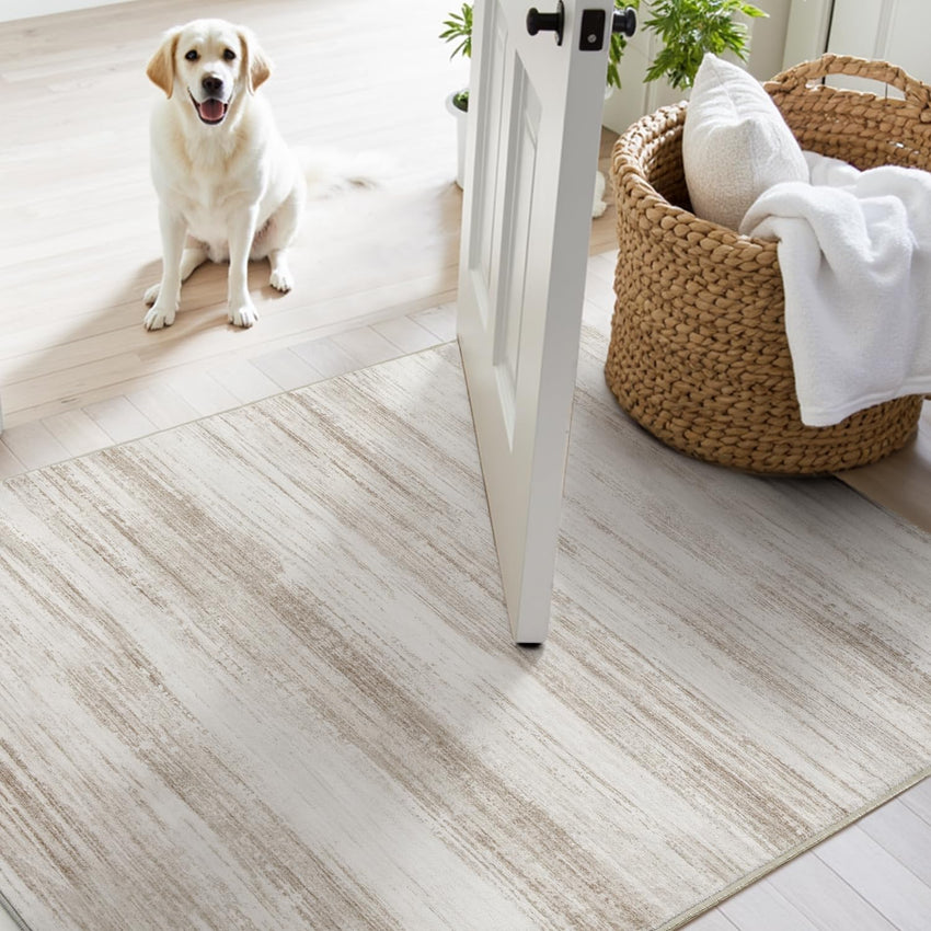 PADOOR Modern Abstract Runner Rug - 2x6 Washable Hallway Rugs, Ultra Soft Non - Slip Low Pile Floor Rugs for Hallway Entryway Kitchen Bedroom Bedside Laundry Room Grey - 7DAY'S