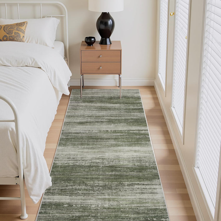 PADOOR Modern Abstract Runner Rug - 2x6 Washable Hallway Rugs, Ultra Soft Non - Slip Low Pile Floor Rugs for Hallway Entryway Kitchen Bedroom Bedside Laundry Room Grey - 7DAY'S