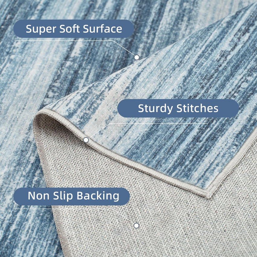 PADOOR Modern Abstract Runner Rug - 2x6 Washable Hallway Rugs, Ultra Soft Non - Slip Low Pile Floor Rugs for Hallway Entryway Kitchen Bedroom Bedside Laundry Room Grey - 7DAY'S