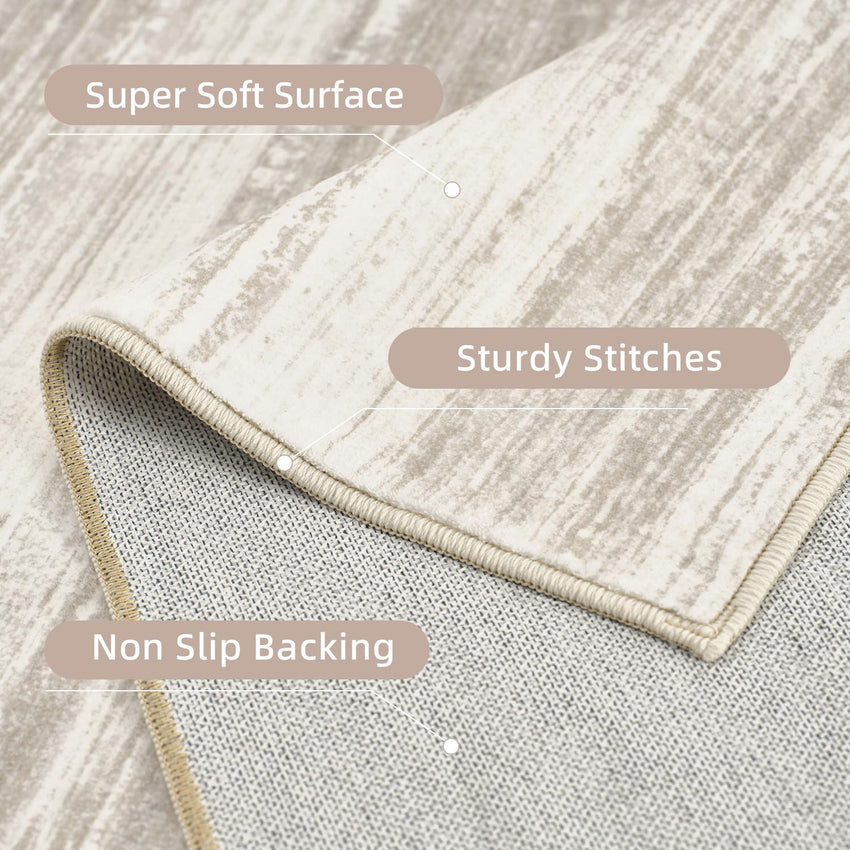 PADOOR Modern Abstract Runner Rug - 2x6 Washable Hallway Rugs, Ultra Soft Non - Slip Low Pile Floor Rugs for Hallway Entryway Kitchen Bedroom Bedside Laundry Room Grey - 7DAY'S