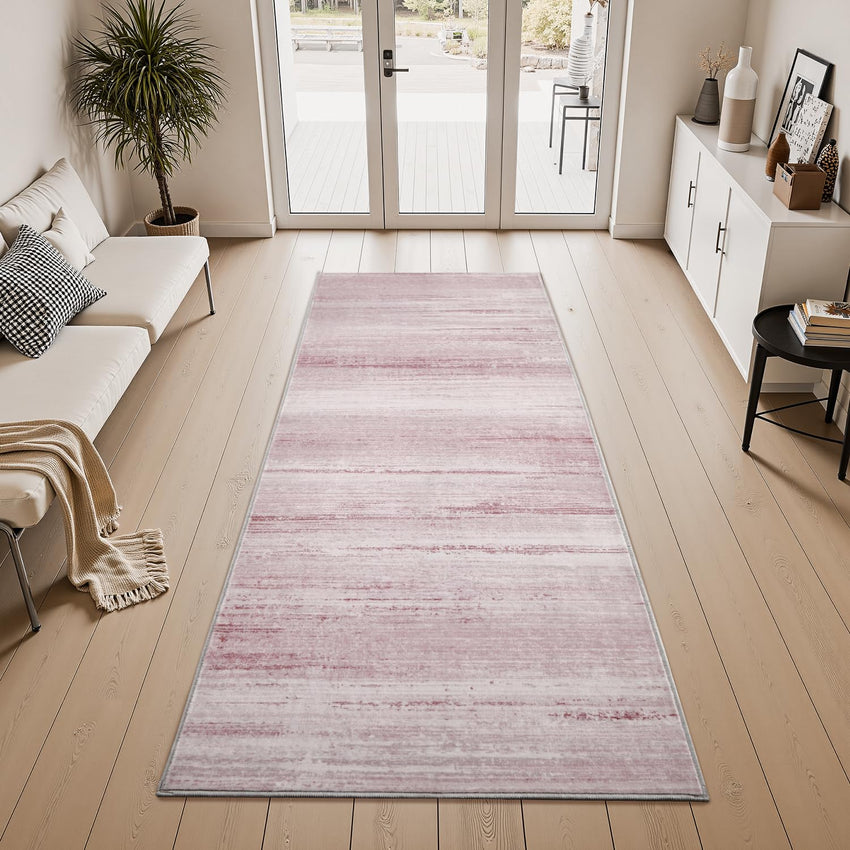 PADOOR Modern Abstract Runner Rug - 2x6 Washable Hallway Rugs, Ultra Soft Non - Slip Low Pile Floor Rugs for Hallway Entryway Kitchen Bedroom Bedside Laundry Room Grey - 7DAY'S