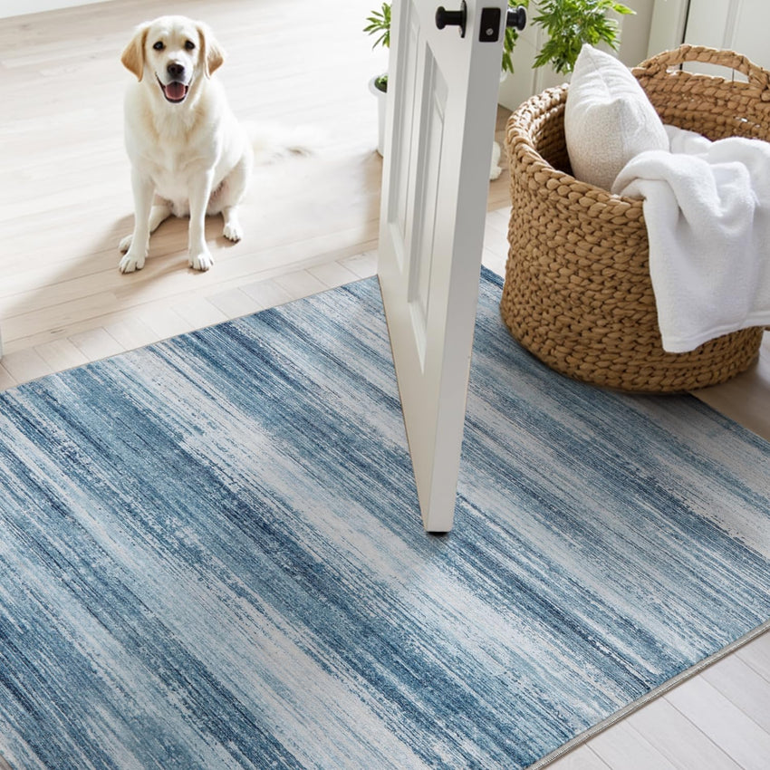 PADOOR Modern Abstract Runner Rug - 2x6 Washable Hallway Rugs, Ultra Soft Non - Slip Low Pile Floor Rugs for Hallway Entryway Kitchen Bedroom Bedside Laundry Room Grey - 7DAY'S