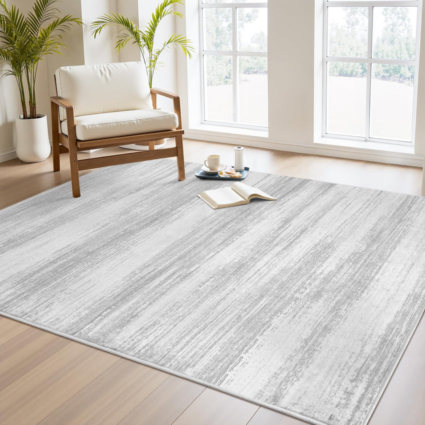 PADOOR Modern Abstract Runner Rug - 2x6 Washable Hallway Rugs, Ultra Soft Non - Slip Low Pile Floor Rugs for Hallway Entryway Kitchen Bedroom Bedside Laundry Room Grey - 7DAY'S