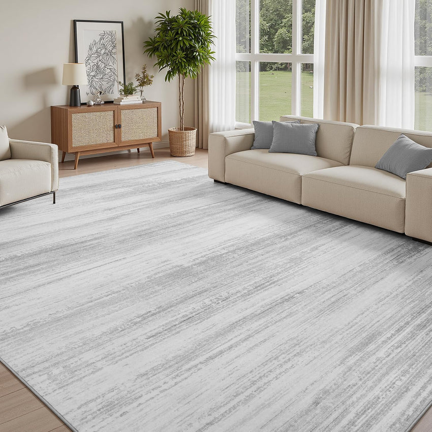 PADOOR Modern Abstract Runner Rug - 2x6 Washable Hallway Rugs, Ultra Soft Non - Slip Low Pile Floor Rugs for Hallway Entryway Kitchen Bedroom Bedside Laundry Room Grey - 7DAY'S