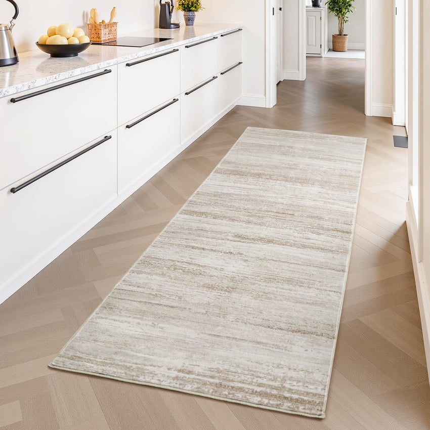 PADOOR Modern Abstract Runner Rug - 2x6 Washable Hallway Rugs, Ultra Soft Non - Slip Low Pile Floor Rugs for Hallway Entryway Kitchen Bedroom Bedside Laundry Room Grey - 7DAY'S