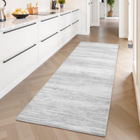 PADOOR Modern Abstract Runner Rug - 2x6 Washable Hallway Rugs, Ultra Soft Non - Slip Low Pile Floor Rugs for Hallway Entryway Kitchen Bedroom Bedside Laundry Room Grey - 7DAY'S