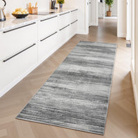 PADOOR Modern Abstract Runner Rug - 2x6 Washable Hallway Rugs, Ultra Soft Non - Slip Low Pile Floor Rugs for Hallway Entryway Kitchen Bedroom Bedside Laundry Room Grey - 7DAY'S
