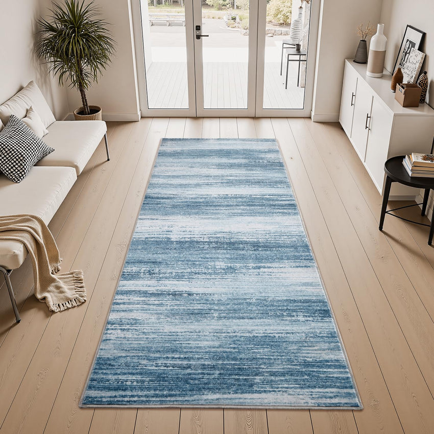 PADOOR Modern Abstract Runner Rug - 2x6 Washable Hallway Rugs, Ultra Soft Non - Slip Low Pile Floor Rugs for Hallway Entryway Kitchen Bedroom Bedside Laundry Room Grey - 7DAY'S