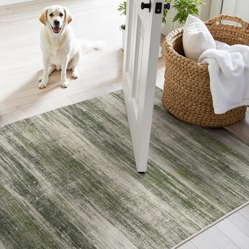 PADOOR Modern Abstract Runner Rug - 2x6 Washable Hallway Rugs, Ultra Soft Non - Slip Low Pile Floor Rugs for Hallway Entryway Kitchen Bedroom Bedside Laundry Room Grey - 7DAY'S