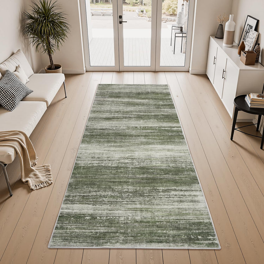 PADOOR Modern Abstract Runner Rug - 2x6 Washable Hallway Rugs, Ultra Soft Non - Slip Low Pile Floor Rugs for Hallway Entryway Kitchen Bedroom Bedside Laundry Room Grey - 7DAY'S