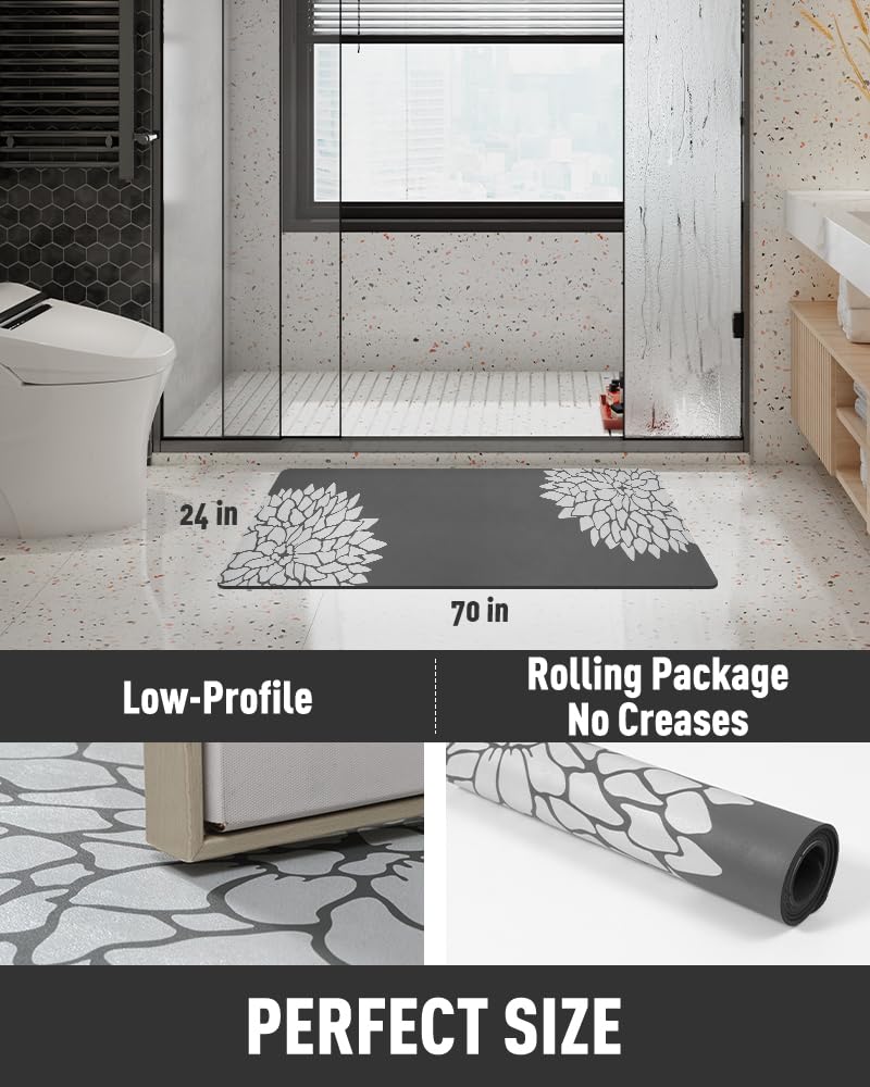 PADOOR - No Stains Bathroom Runner Rug - Bath Mats for Bathroom Non Slip - Super Absorbent Bath Floor Mat Quick Dry Diatomaceous Earth Bath Rug - Large Bathmat - 17'' x47'' - 7DAY'S