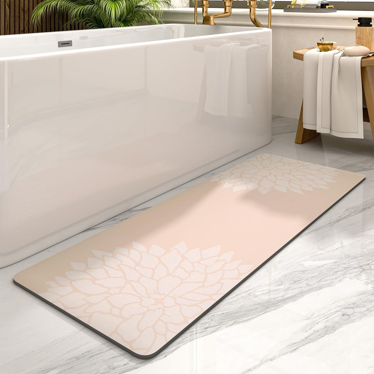 PADOOR - No Stains Bathroom Runner Rug - Bath Mats for Bathroom Non Slip - Super Absorbent Bath Floor Mat Quick Dry Diatomaceous Earth Bath Rug - Large Bathmat - 17'' x47'' - 7DAY'S