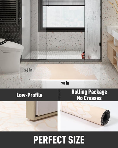 PADOOR - No Stains Bathroom Runner Rug - Bath Mats for Bathroom Non Slip - Super Absorbent Bath Floor Mat Quick Dry Diatomaceous Earth Bath Rug - Large Bathmat - 17'' x47'' - 7DAY'S