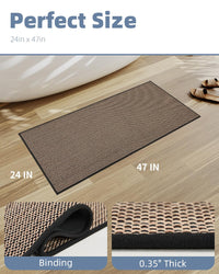 PADOOR Non - Slip Bath Mat With Rubber - Backing, Braided Absorbent Machine Washable Thin Rug for Bathroom Floor, Quick Dry, Fits Under Door, 17''x24'' Beige - 7DAY'S