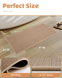 PADOOR Non - Slip Bath Mat With Rubber - Backing, Braided Absorbent Machine Washable Thin Rug for Bathroom Floor, Quick Dry, Fits Under Door, 17''x24'' Beige - 7DAY'S