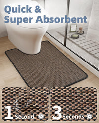 PADOOR Non - Slip Bath Mat With Rubber - Backing, Braided Absorbent Machine Washable Thin Rug for Bathroom Floor, Quick Dry, Fits Under Door, 17''x24'' Beige - 7DAY'S