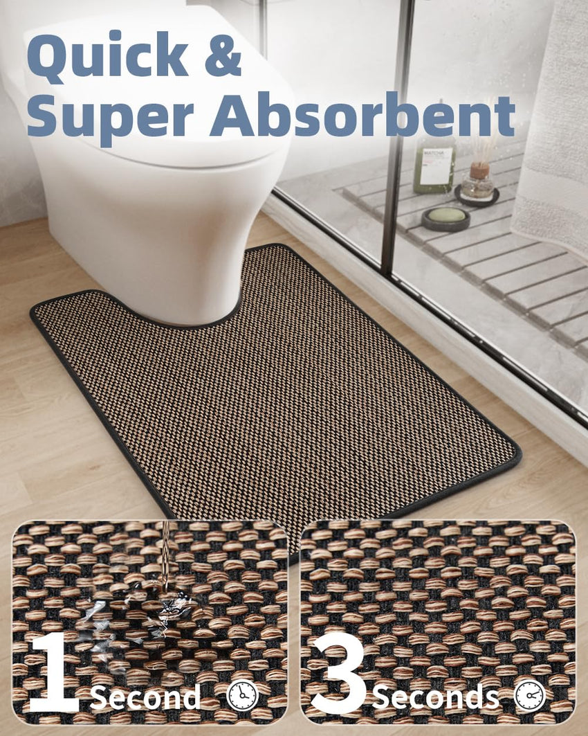 PADOOR Non - Slip Bath Mat With Rubber - Backing, Braided Absorbent Machine Washable Thin Rug for Bathroom Floor, Quick Dry, Fits Under Door, 17''x24'' Beige - 7DAY'S