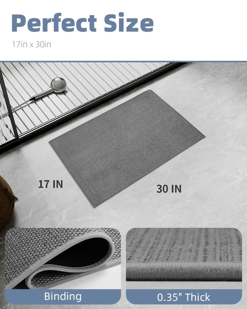PADOOR Non - Slip Bath Mat With Rubber - Backing, Braided Absorbent Machine Washable Thin Rug for Bathroom Floor, Quick Dry, Fits Under Door, 17''x24'' Beige - 7DAY'S