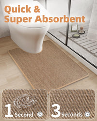 PADOOR Non - Slip Bath Mat With Rubber - Backing, Braided Absorbent Machine Washable Thin Rug for Bathroom Floor, Quick Dry, Fits Under Door, 17''x24'' Beige - 7DAY'S