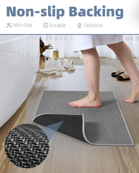 PADOOR Non - Slip Bath Mat With Rubber - Backing, Braided Absorbent Machine Washable Thin Rug for Bathroom Floor, Quick Dry, Fits Under Door, 17''x24'' Beige - 7DAY'S