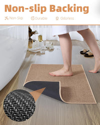 PADOOR Non - Slip Bath Mat With Rubber - Backing, Braided Absorbent Machine Washable Thin Rug for Bathroom Floor, Quick Dry, Fits Under Door, 17''x24'' Beige - 7DAY'S