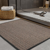 PADOOR Non - Slip Bath Mat With Rubber - Backing, Braided Absorbent Machine Washable Thin Rug for Bathroom Floor, Quick Dry, Fits Under Door, 17''x24'' Beige - 7DAY'S