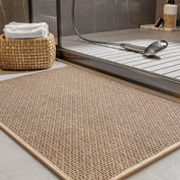 PADOOR Non - Slip Bath Mat With Rubber - Backing, Braided Absorbent Machine Washable Thin Rug for Bathroom Floor, Quick Dry, Fits Under Door, 17''x24'' Beige - 7DAY'S