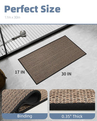 PADOOR Non - Slip Bath Mat With Rubber - Backing, Braided Absorbent Machine Washable Thin Rug for Bathroom Floor, Quick Dry, Fits Under Door, 17''x24'' Beige - 7DAY'S