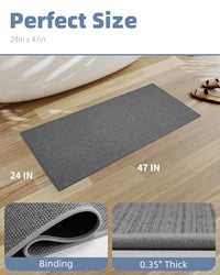 PADOOR Non - Slip Bath Mat With Rubber - Backing, Braided Absorbent Machine Washable Thin Rug for Bathroom Floor, Quick Dry, Fits Under Door, 17''x24'' Beige - 7DAY'S