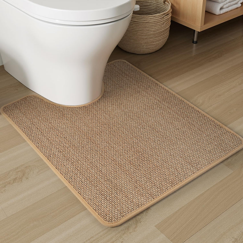 PADOOR Non - Slip Bath Mat With Rubber - Backing, Braided Absorbent Machine Washable Thin Rug for Bathroom Floor, Quick Dry, Fits Under Door, 17''x24'' Beige - 7DAY'S