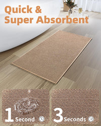 PADOOR Non - Slip Bath Mat With Rubber - Backing, Braided Absorbent Machine Washable Thin Rug for Bathroom Floor, Quick Dry, Fits Under Door, 17''x24'' Beige - 7DAY'S